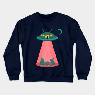 Alien Bunnies and Space Ship with Cute Sci Fi Rabbits Crewneck Sweatshirt